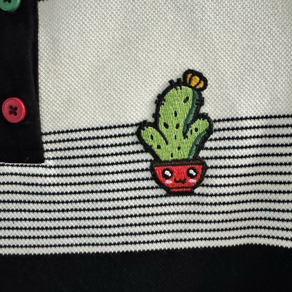 Girls NWT Casual Polo Style Striped Collared Dress with Cactus Patch Size 8-10 - Picture 8 of 16